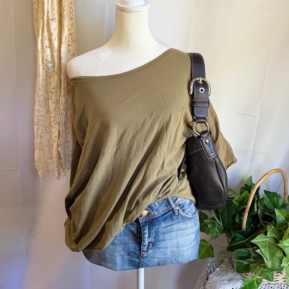We The Free Free People Olive Green Cotton Oversized Short Sleeve Tee M